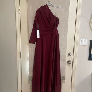 Kay Unger Maroon One-Shoulder Gown